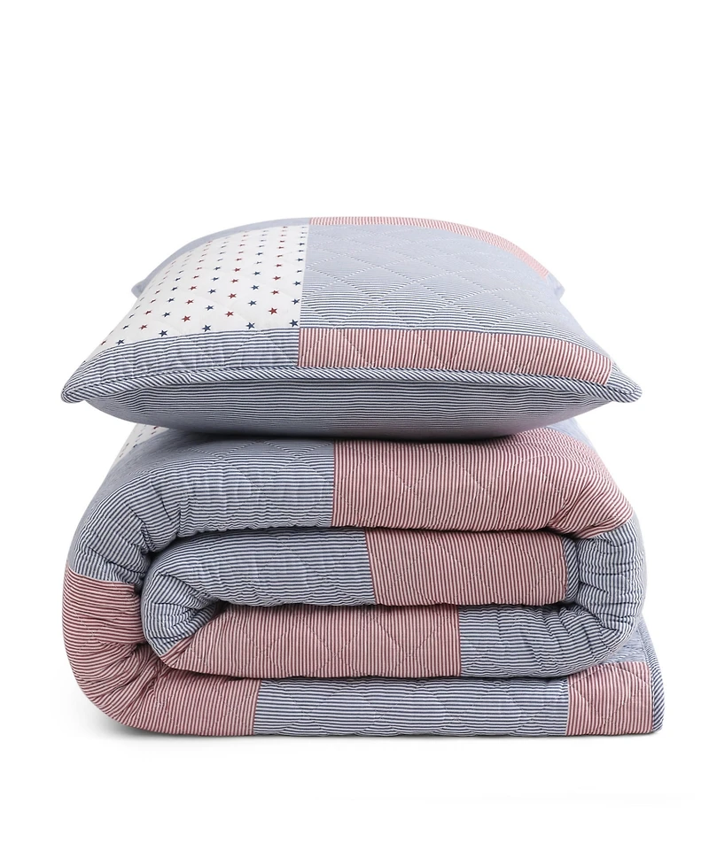 Tommy Hilfiger Ithaca Americana Patchwork Cotton Reversible 3-Pc. Quilt Set, King