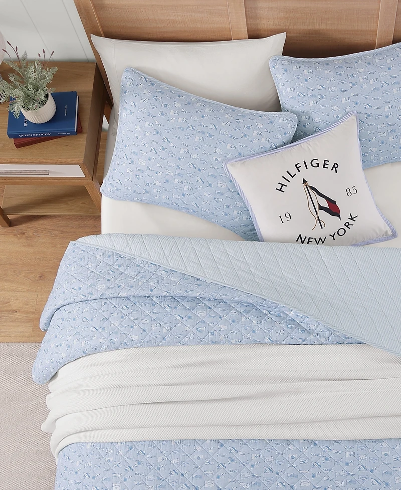 Tommy Hilfiger Boating Flags Cotton Reversible -Pc. Quilt Set