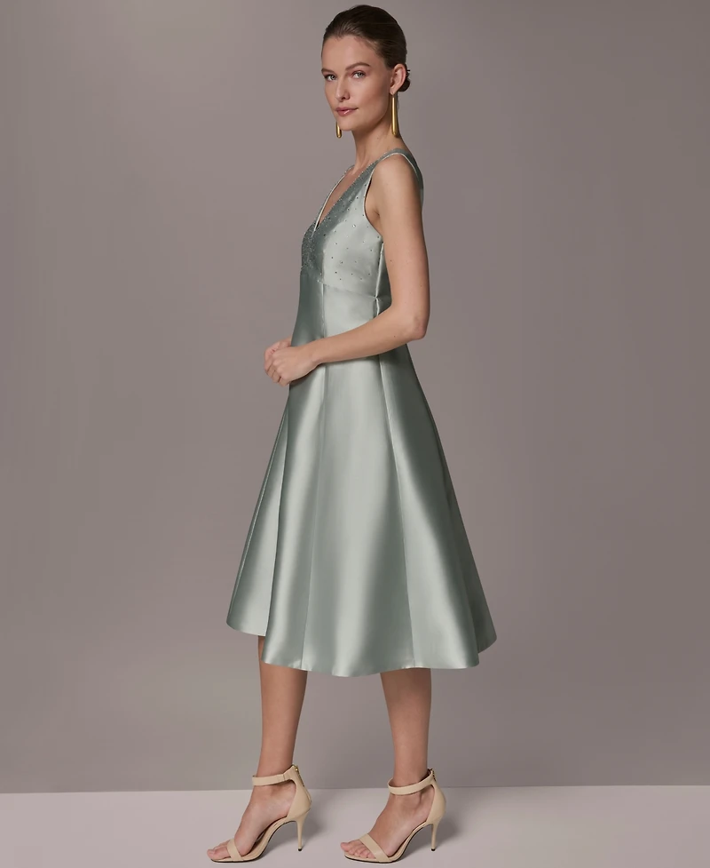 Donna Karan New York Women's A-Line Midi Dress with Hot Fix Detail