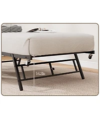 gaomon Twin Daybed with Trundle, Industrial Wood Grain Headboard, Steel Slats Support Sofa Bed for Bedroom