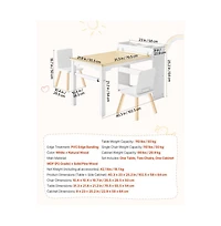Slickblue Toddler Craft Table Set with 2 Chairs and Storage Shelves