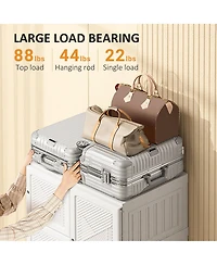 flynama Portable Wardrobe Closet Folding Bedroom Armoire Clothes Storage Organizer with Cube Compartments Hanging Rod Magnet Doors