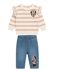 Disney Baby Girls' Minnie Character Top and Denim Pants, 2-Piece Set