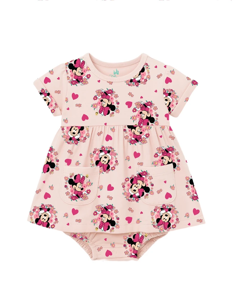 Disney Baby Girls' Minnie Print Romper, 2-Pack