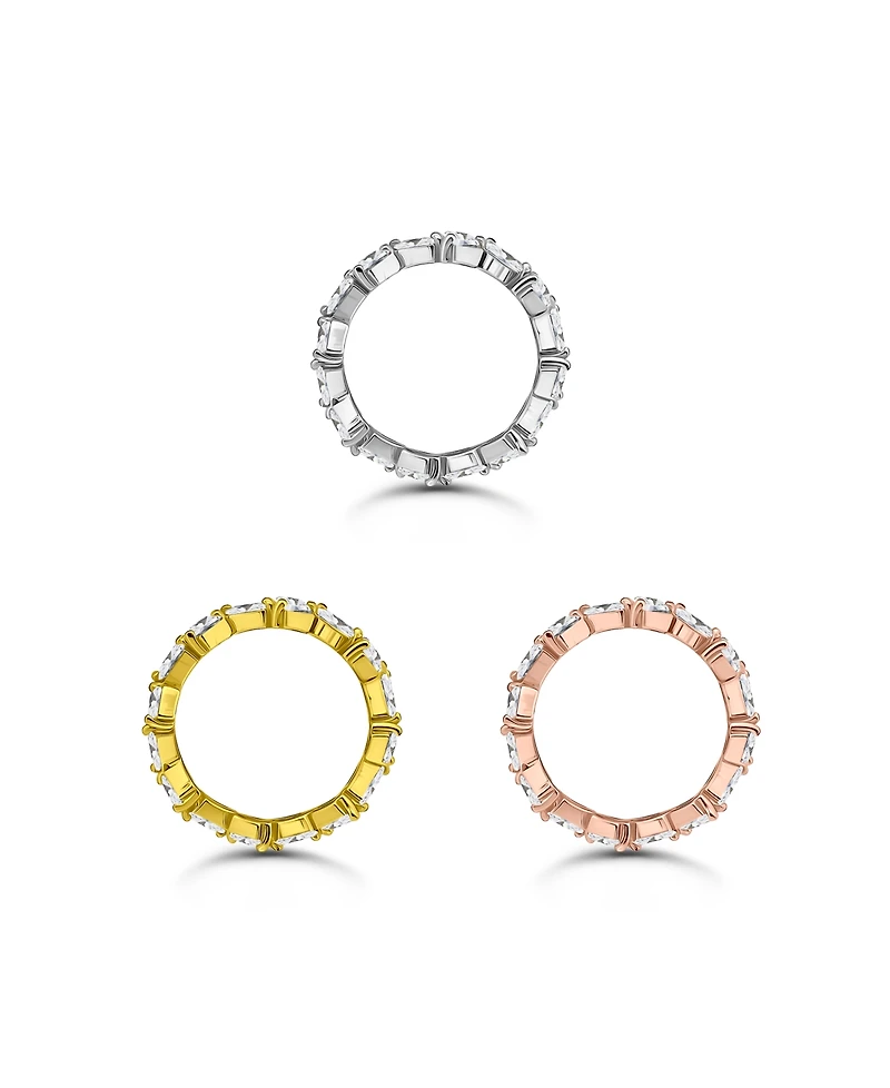 Macy's 6 7/8 cttw 3pc Set- 3x2mm and 4x2mm Baguette Cubic Zirconia Stones- Zig Zag Pattern Ring