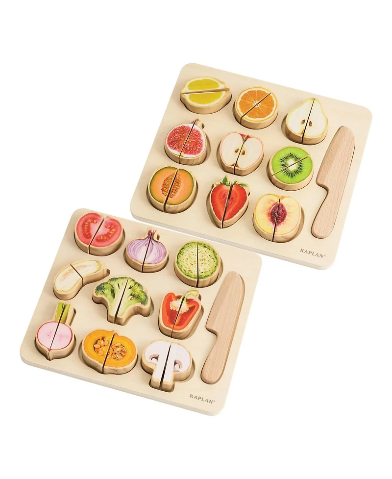 Kaplan Early Learning Wooden Slice & Match Fruit & Vegetable Puzzles