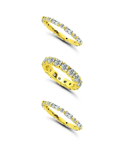 Macy's 8 1/20 cttw 3pc Set- 2- 4x2mm Baguette 2mm Round Cubic Zirconia Stones + 1-4mm Cut Ring
