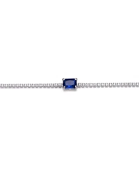 Genevive Sterling Silver White Gold Plated with Colored Cubic Zirconia Thin Chain Bracelet