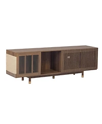 Streamdale Furniture Walnut Tv Stand - Sliding Glass Door