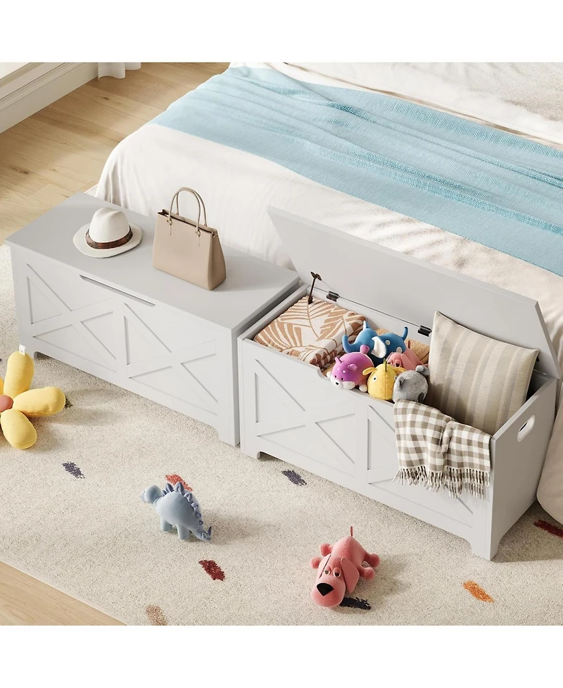 gaomon 39.4" Wooden Storage Chest, Storage Bench with Safety Hinges for Entryway & Living Room