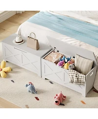 gaomon 39.4" Wooden Storage Chest, Storage Bench with Safety Hinges for Entryway & Living Room