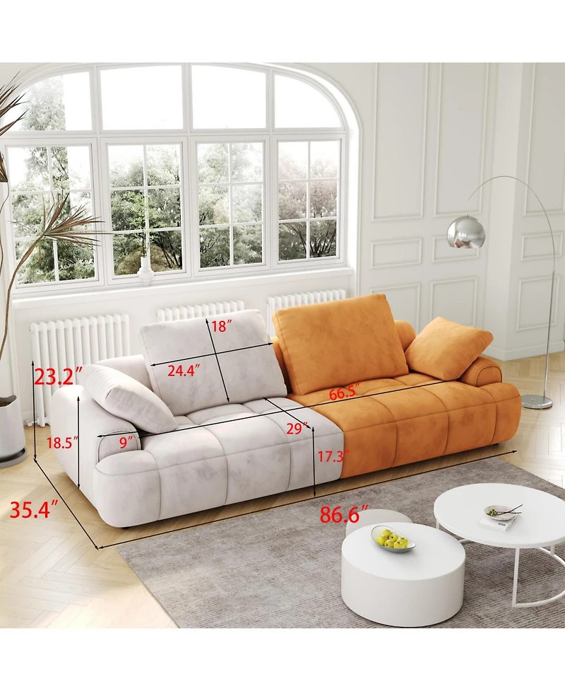 Streamdale Furniture 86" 2-Seat Modern Gray Suede Sofa with Extended Height