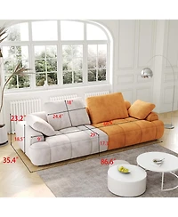 Streamdale Furniture 86" 2-Seat Modern Gray Suede Sofa with Extended Height