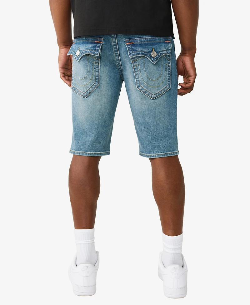 True Religion Men's Straight-Fit Ricky Single Needle Flap Shorts
