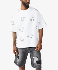 True Religion Men's Short-Sleeve Horseshoe Print Oversized T-Shirt