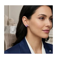 Simona Sterling Silver, Multi-Oval Gem Studs - Amethyst, Garnet