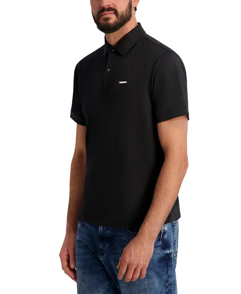 Karl Lagerfeld Paris Men's Regular-Fit Short-Sleeve Spread Collar Polo T-Shirt