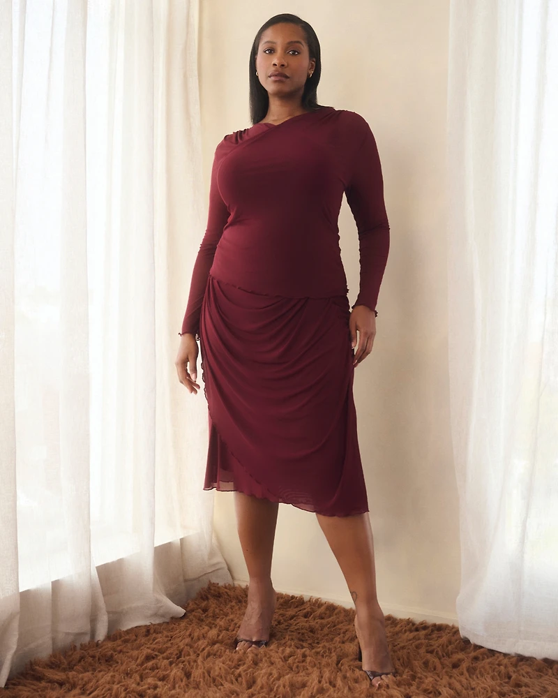 Estelle Plus Annalise Mesh Midi Skirt