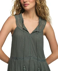 Lucky Brand Women's Peplum Lace Trimmed Sleeveless Tank