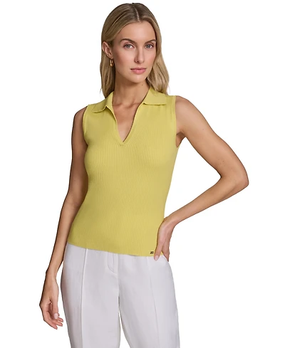 Calvin Klein Women's Sleeveless Collared V-Neck Sweater