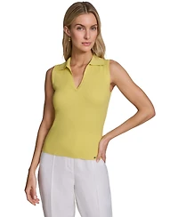 Calvin Klein Women's Sleeveless Collared V-Neck Sweater