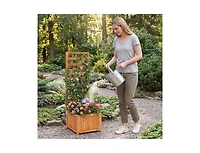 Slickblue 48 Inch Wooden Raised Garden Bed with Trellis & Drainage