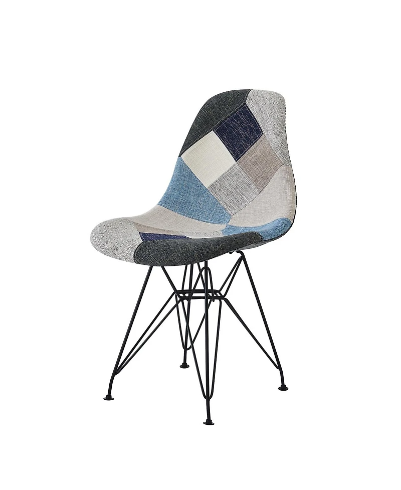 Streamdale Furniture Streamdale Patchwork Bohemian Accent Chair with Chromed Legs, Geometric Pattern, Set of 2