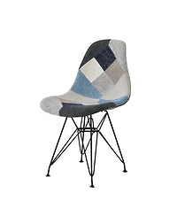 Streamdale Furniture Streamdale Patchwork Bohemian Accent Chair with Chromed Legs, Geometric Pattern, Set of 2