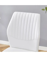 Streamdale Furniture Streamdale Luxury Simple Chair - Set of 6 White Pu Dining Chairs with Metal Silver Legs