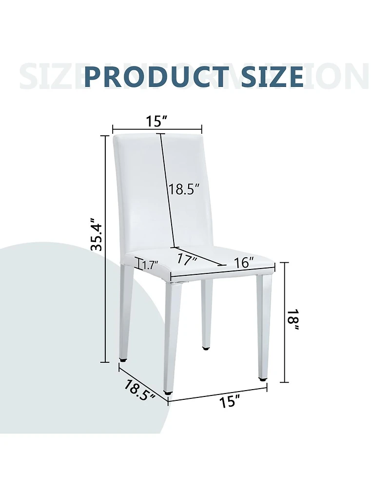 Streamdale Furniture Two Pu Dining Chairs with Silver Metal Legs (Set of 2)