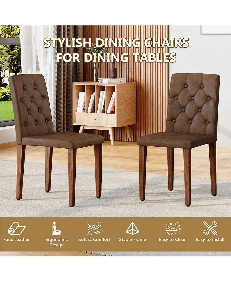 Streamdale Furniture Walnut Dining Chair with Ergonomic Buckle Backrest