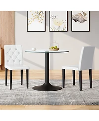 Streamdale Furniture Pu Dining Chair with Ergonomic Buckle Backrest