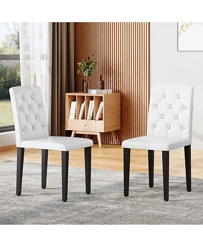 Streamdale Furniture Pu Dining Chair with Ergonomic Buckle Backrest
