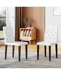 Streamdale Furniture Pu Dining Chair with Ergonomic Buckle Backrest