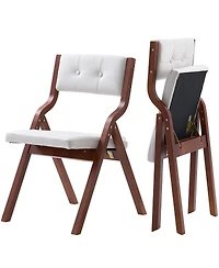 Mecale Set of 2 Wooden Folding Chairs with Cushion