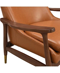 Streamdale Furniture Mid-Century Faux Leather Accent Chair with Cushioned Seat and Solid Wood Frame