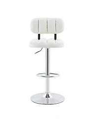 Streamdale Furniture Set of 2 Pu Leather Adjustable Bar Stools with Base & Footrest