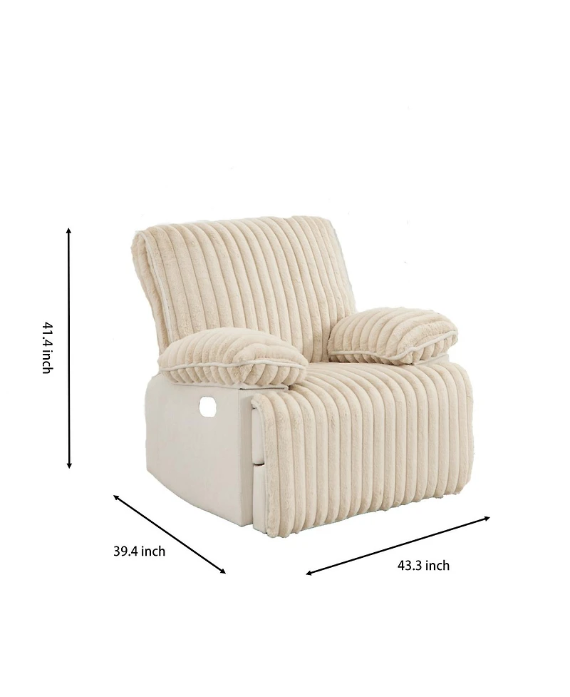 Streamdale Furniture Manual Reclining Loveseat, Faux Fur Recliner Sofa with Hidden Cup Holders