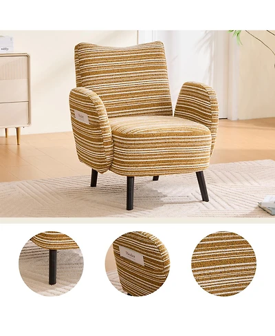 Streamdale Furniture Modern armchair with sanded fabric, side pocket, solid wood legs