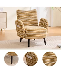 Streamdale Furniture Modern armchair with sanded fabric, side pocket, solid wood legs