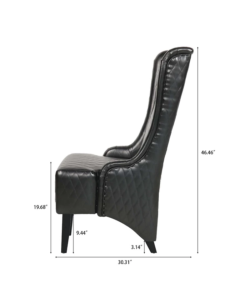 Streamdale Furniture Faux Leather High-Back Accent Chair with Wooden Legs