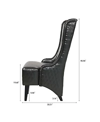 Streamdale Furniture Faux Leather High-Back Accent Chair with Wooden Legs