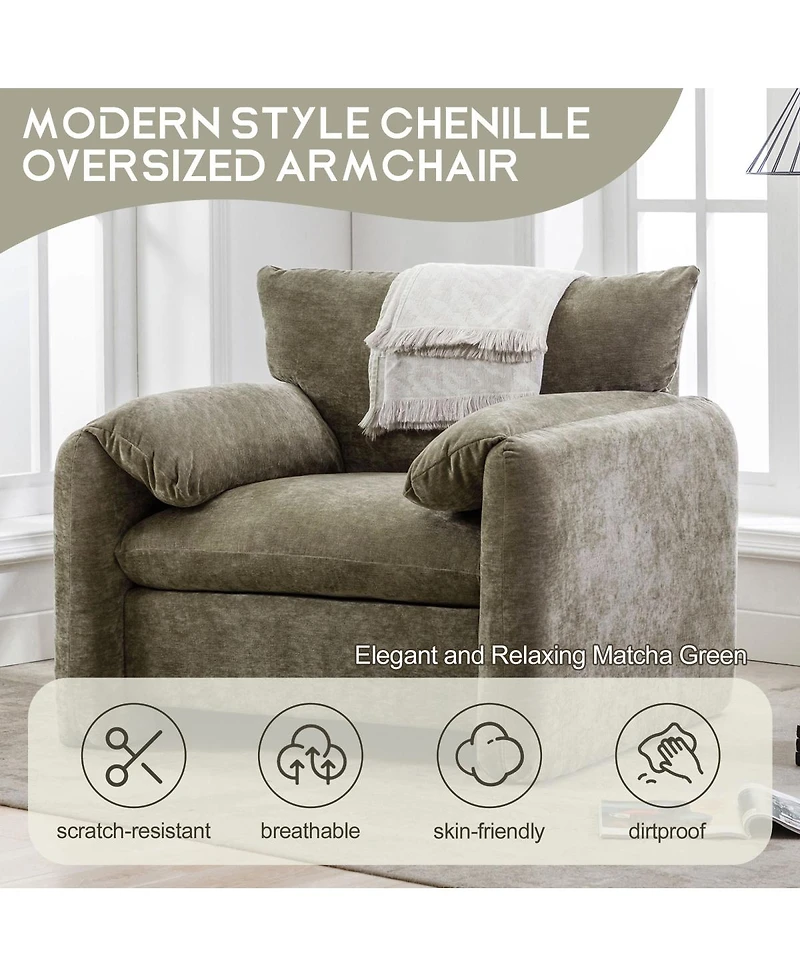 Streamdale Furniture Modern Chenille Oversized Armchair Accent Chair.