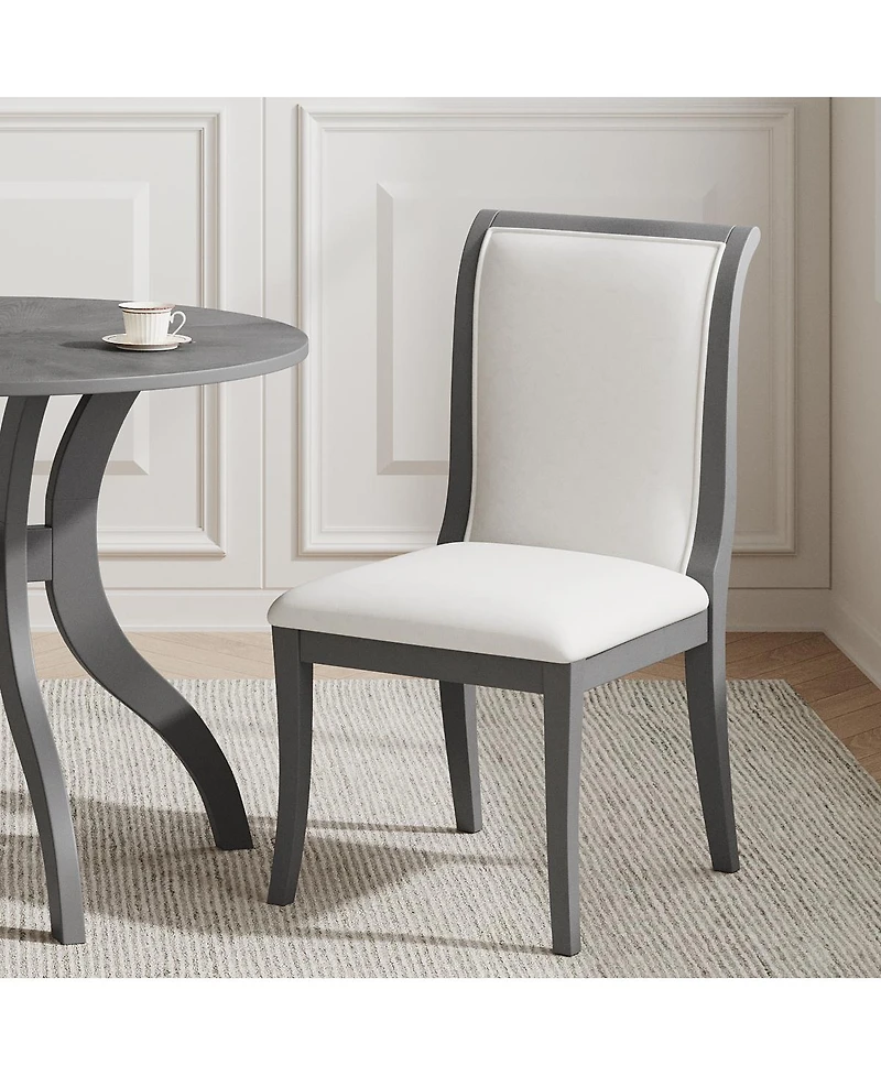 Streamdale Furniture Oak Gray Upholstered Dining Chairs (Set of 2) - Traditional Elegant Fabric Side Chairs.