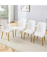 Streamdale Furniture 4 Modern Pu Leather Dining Chairs with Gold Legs