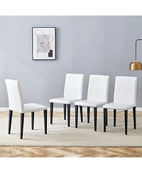 Streamdale Furniture Set of 4 White Pu Dining Chairs with Ergonomic Backrest & Comfortable Seat