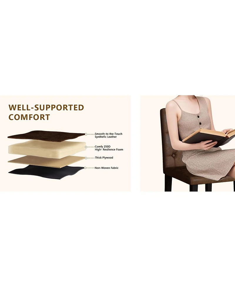 Streamdale Furniture 4-Pack Suede Dining Chairs with Button