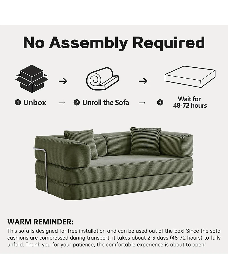 Streamdale Furniture Floor Couch Sofa Bed with Blanket Pillow, Enhanced Frame Stability