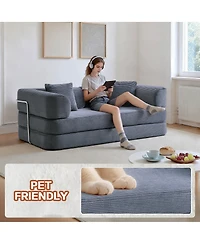 Streamdale Furniture Floor Couch Sofa Bed with Blanket Pillow, Enhanced Frame Stability
