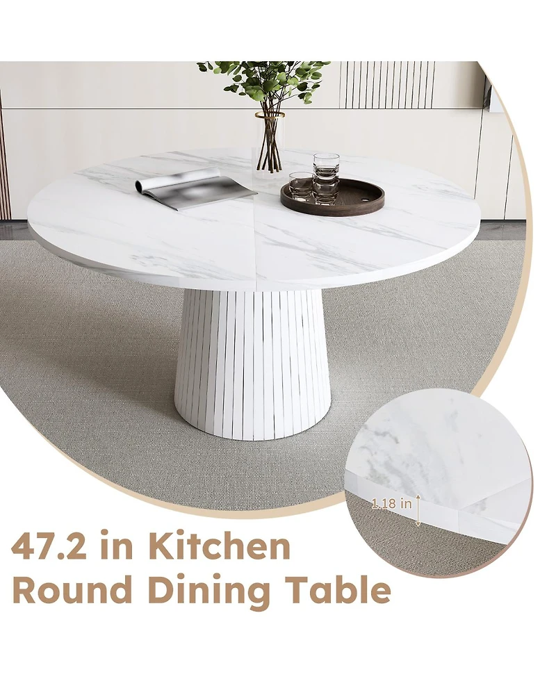 Streamdale Furniture Streamdale Round Mdf Dining Table for 4, Modern Farmhouse Kitchen Table